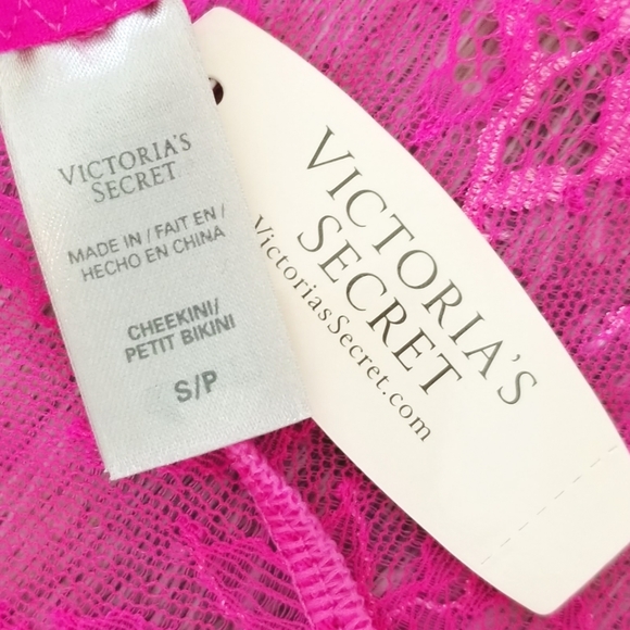 Victoria's Secret Vintage Cheekini Bikini Pink Lace Rhinestone Crystal Panty NWT - Picture 7 of 16